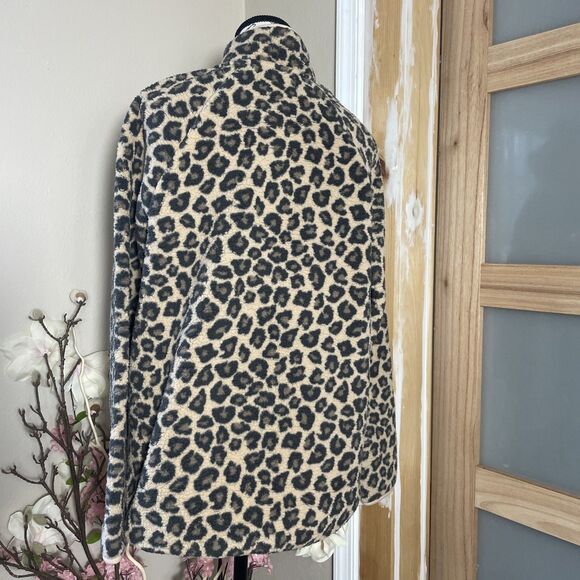Abercrombie & Fitch Soft A&F Cozy Collection Leopard Print Sherpa Pullover Sz L - Picture 7 of 10